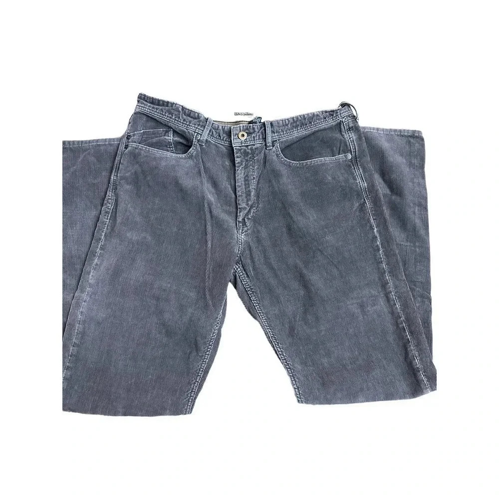 Banana Republic Women's Gray Pima Cotton Straight Fit Corduroy Pant Size 33/32 - Picture 1 of 4